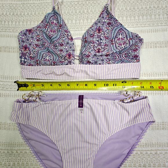 Vigoss Lilac Mixed Print Bikini Set Size Large NEW 2-Piece Swimsuit - Picture 3 of 4